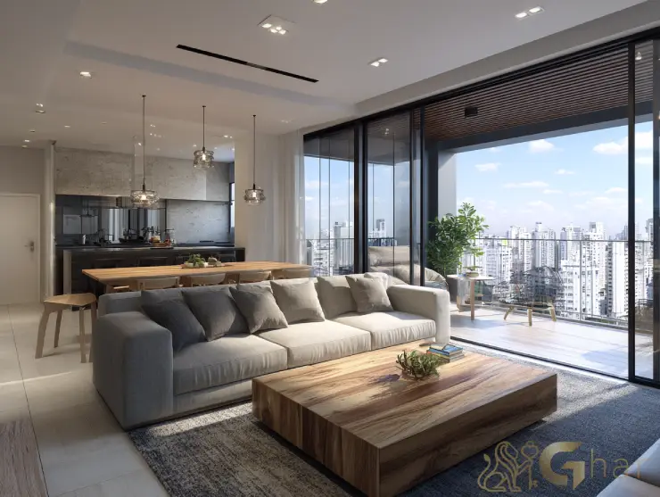 Cozinha americana integrada à sala na zona sul de São Paulo