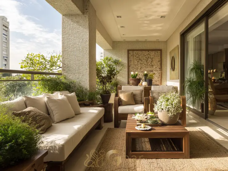 Imóvel com varanda decorada e integração à sala na zona norte de São Paulo