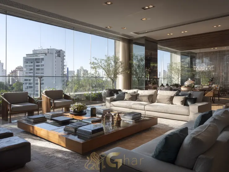 Sala de estar e jantar de alto padrão em apartamentos à venda em Perdizes