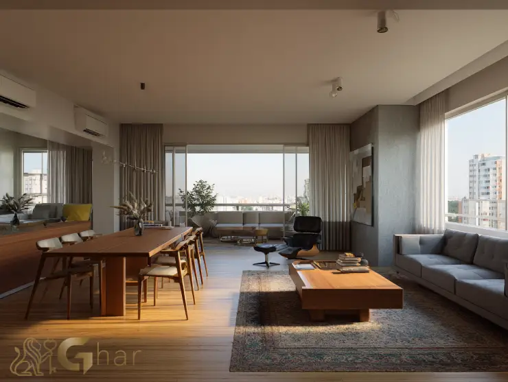 Sala de estar e jantar integrada à varanda em apartamento à venda em Santana