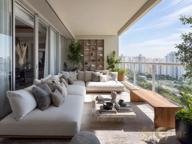 Varanda ampla em imóvel na zona norte de São Paulo