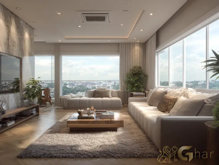 Sala de estar aconchegante em imóvel na zona sul da capital