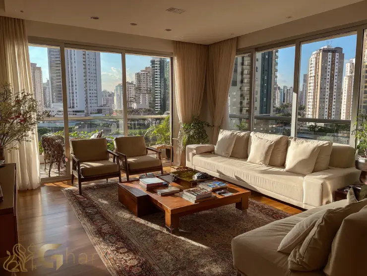 Sala de estar decorada em apartamento à venda em São Paulo — apartamentos à venda SP