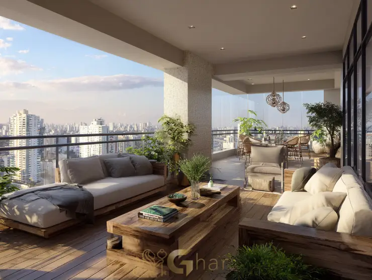 Varanda ampla com vista da cidade — apartamento à venda no Tucuruvi