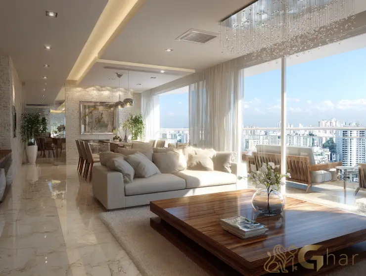 Sala de estar elegante em apartamento à venda na Vila Clementino