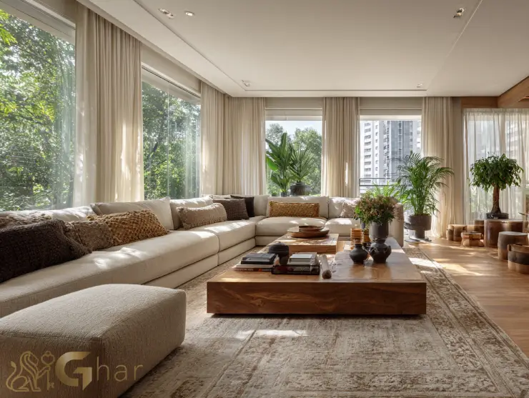 Sala de estar ampla em imóvel na capital paulista