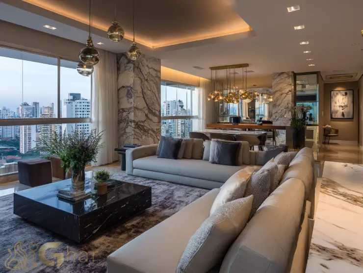 Sala de estar alto padrão em apartamento à venda na Vila Guilherme