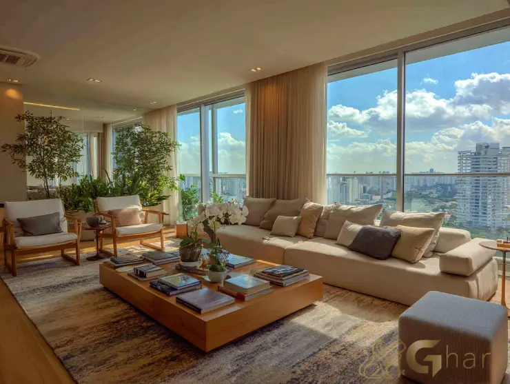 Sala living moderna em imóvel na Zona Oeste de São Paulo