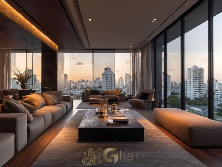 Varanda e sala integrada em edifício na capital paulistana