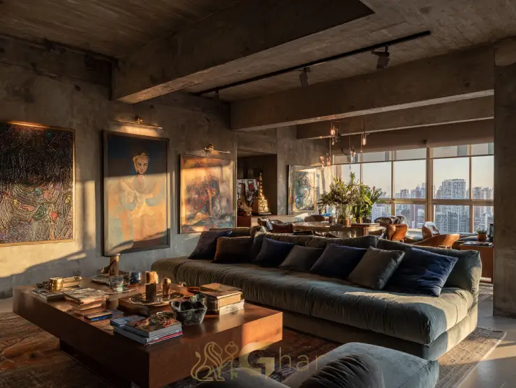 Sala de estar decorada em apartamento de luxo no centro da capital paulista