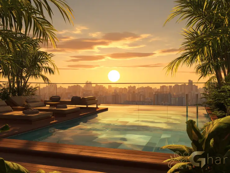 Cobertura com piscina e área externa na zona norte – vista panorâmica de São Paulo