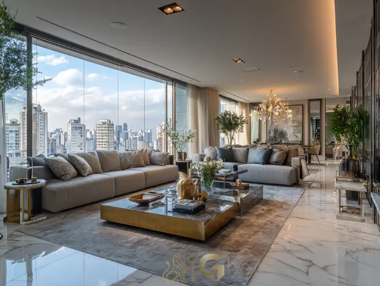 Sala de estar ampla e decorada em apartamento no Jardim São Paulo