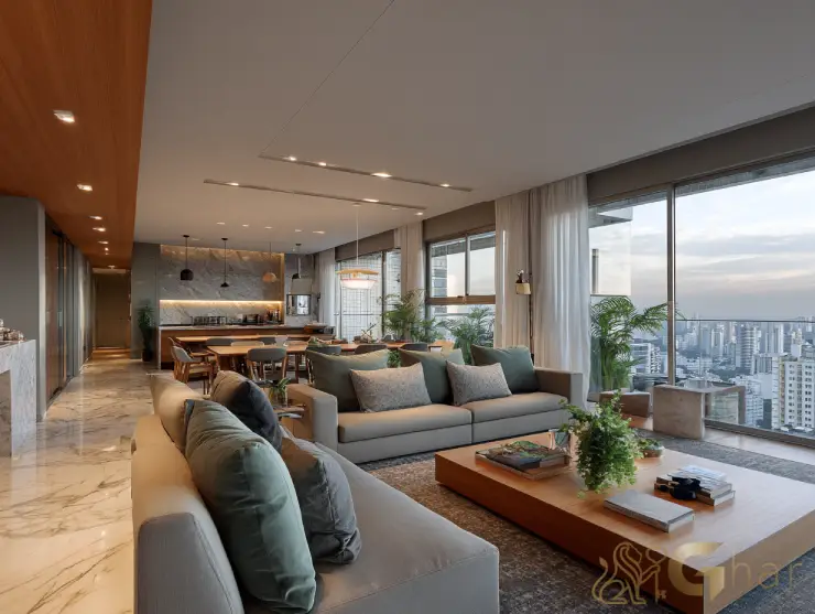 Apartamento em São Paulo com sala integrada à varanda gourmet