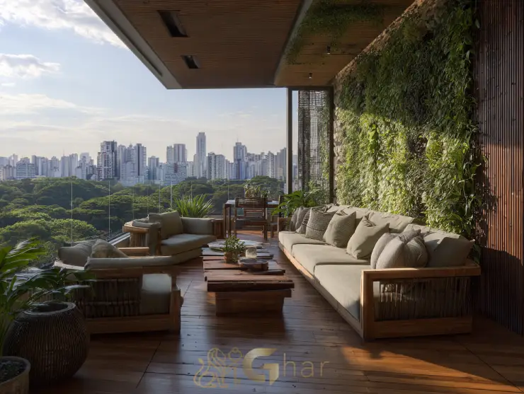 Imóvel sustentável na capital paulista com varanda e vista para o parque