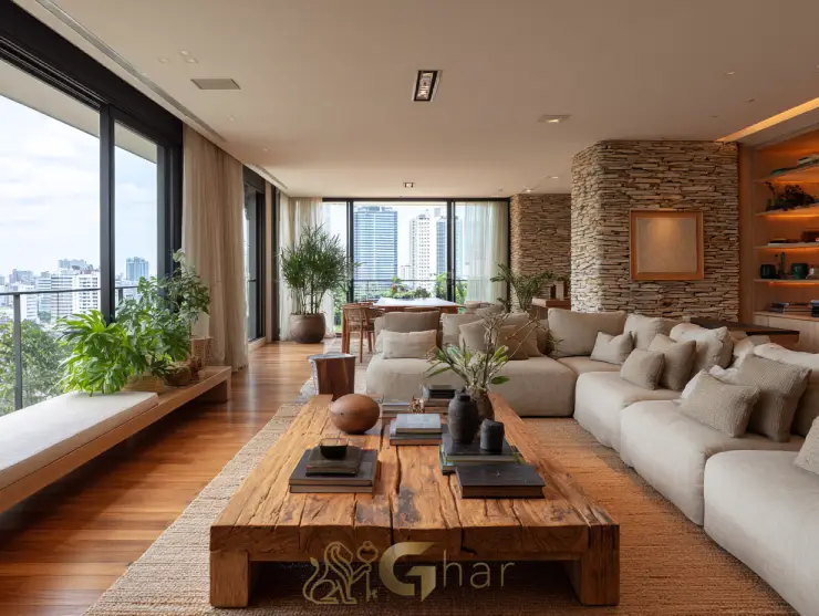 Sala de estar ampla em imóvel de alto padrão na capital paulista