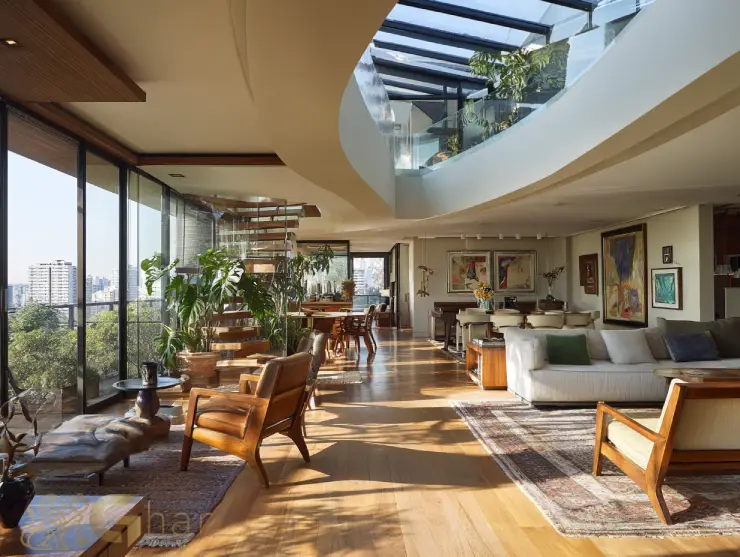 Sala moderna em cobertura triplex na Vila Clementino, São Paulo