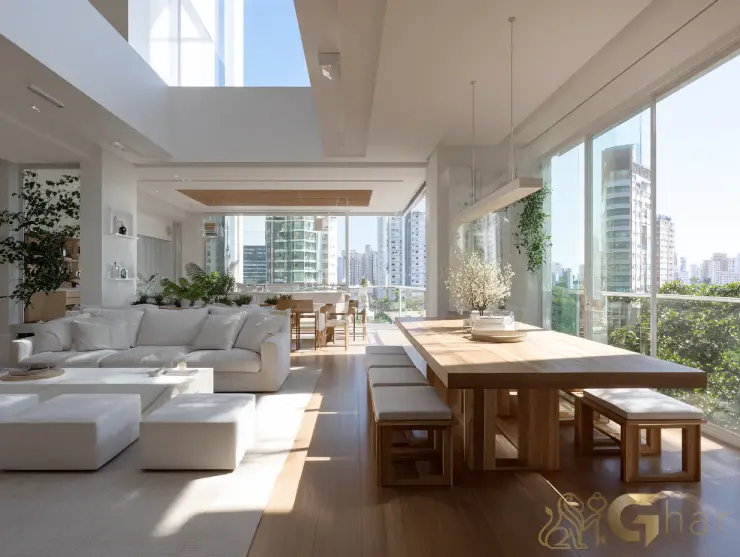 Apartamento garden na Zona Norte de São Paulo com varanda integrada à sala