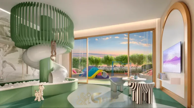 Living da penthouse no 54º pavimento do Vista Cyrela Furnished by ArmaniCasa – Torre Milano, com visual panorâmico e decoração assinada em estilo italiano.