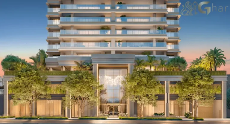 Living da penthouse no 54º pavimento do Vista Cyrela Furnished by ArmaniCasa – Torre Milano, com visual panorâmico e decoração assinada em estilo italiano.