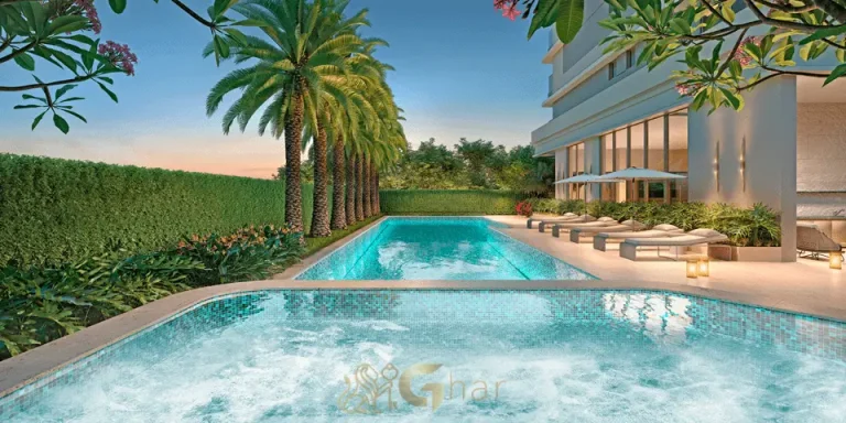 Living da penthouse no 54º pavimento do Vista Cyrela Furnished by ArmaniCasa – Torre Milano, com visual panorâmico e decoração assinada em estilo italiano.