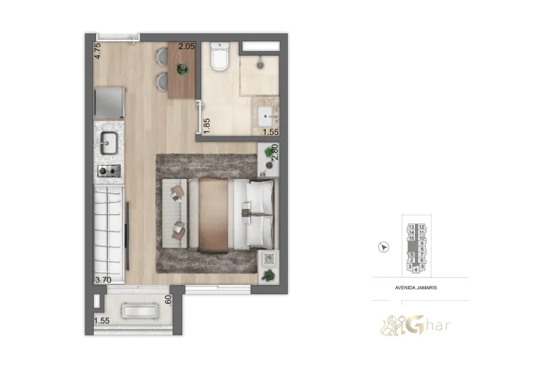 Lavanderia do Aura Moema By Cyrela Studios, empreendimento de studios em Moema com infraestrutura completa e conveniência para o dia a dia dos moradores.