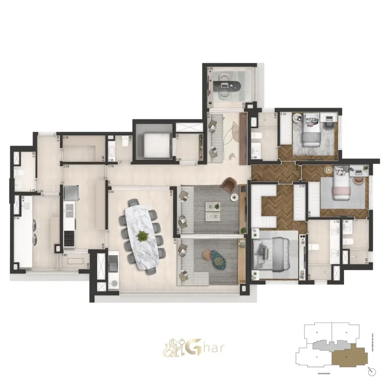 Planta 178m² 3 Suítes Do Brooklin Senses By Cyrela
