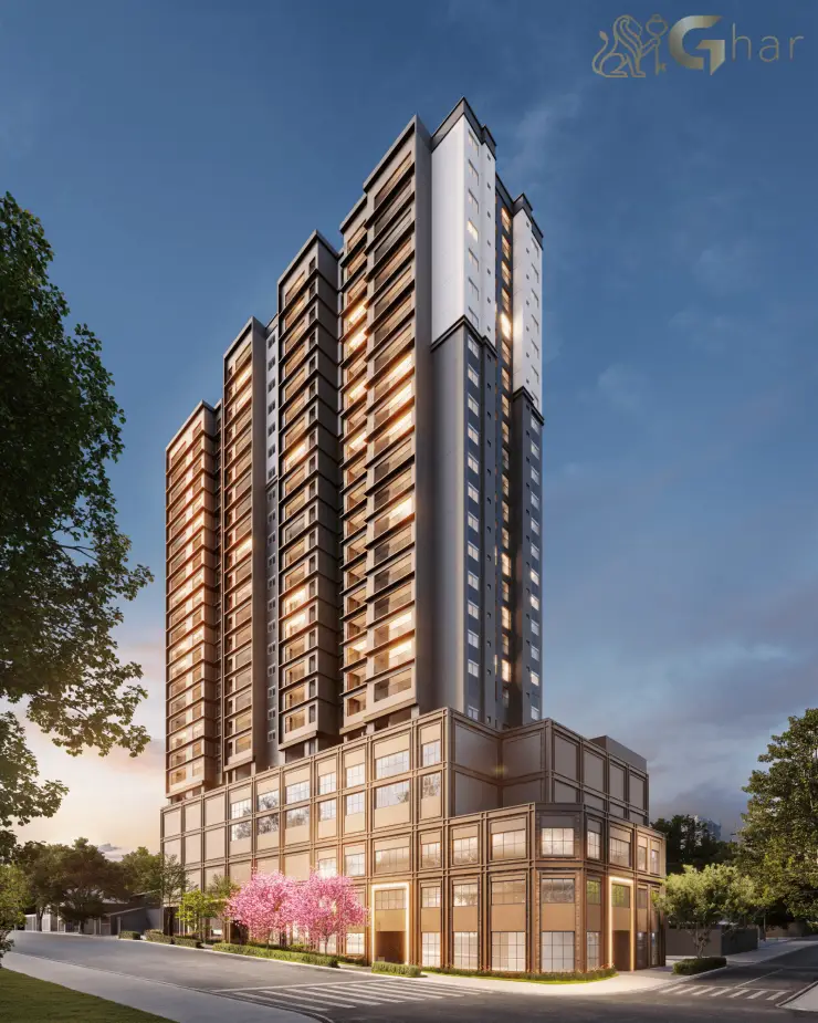 Fachada de esquina do Edifício MAAM Paraíso, mostrando a volumetria contemporânea, linhas elegantes e presença marcante do empreendimento no bairro Paraíso