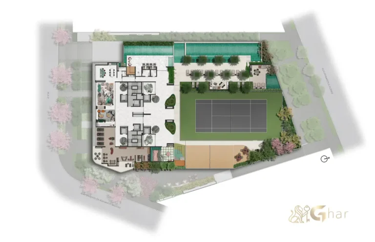 Implantação das áreas de lazer do Casa Eden by YOO East no Brooklin