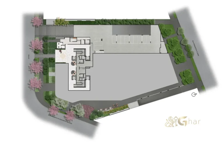 Implantação do térreo do condomínio Casa Eden by YOO East no Brooklin