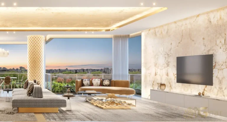 Sala De Estar Do Apartamento Decorado De 250 M² No Casa Eden By YOO West Brooklin