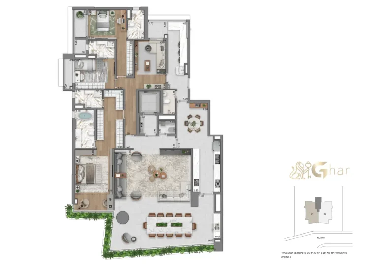 Planta 3 Suítes 263 M² Versão IV Do Casa Eden By YOO West No Brooklin