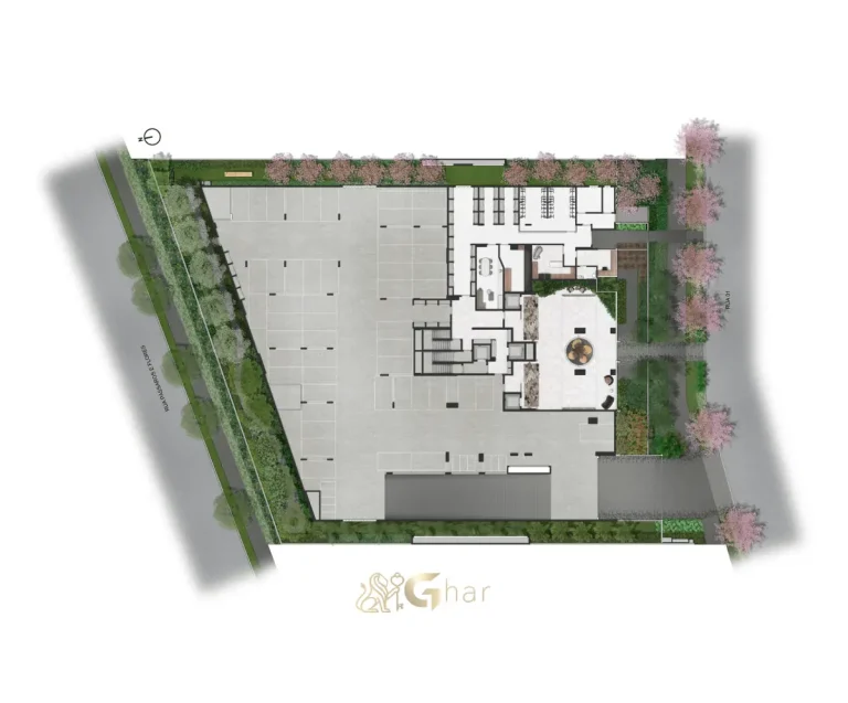 Implantação Do Térreo Do Condomínio Casa Eden By YOO West No Brooklin