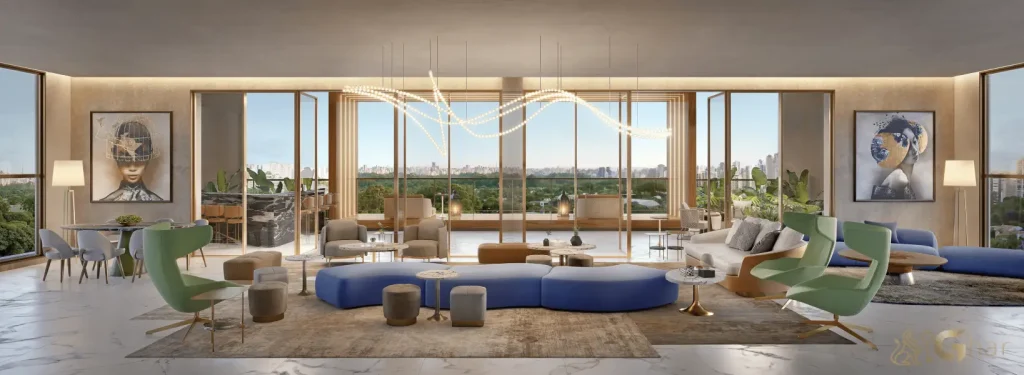 Salão de festas na cobertura do Casa Ibirapuera Apartments