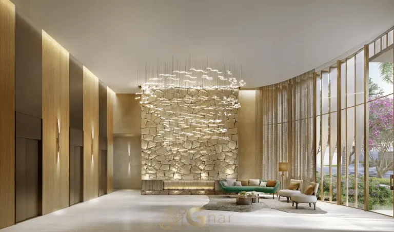 Lobby moderno do Casa Ibirapuera Apartments na Vila Clementino