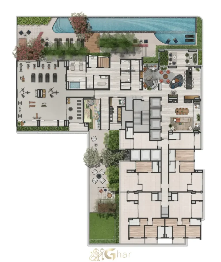 Implantação do 5º pavimento com lazer Casa Ibirapuera Apartments