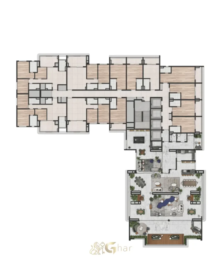 Implantação da cobertura com áreas de lazer Casa Ibirapuera Apartments