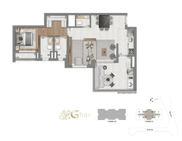 Planta Apartamento 1 Suíte 77 M² Do Eden Park By Dror Eden West