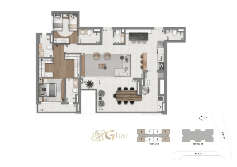 Planta Apartamento 2 Suítes 134 M² Do Eden Park By Dror Eden West