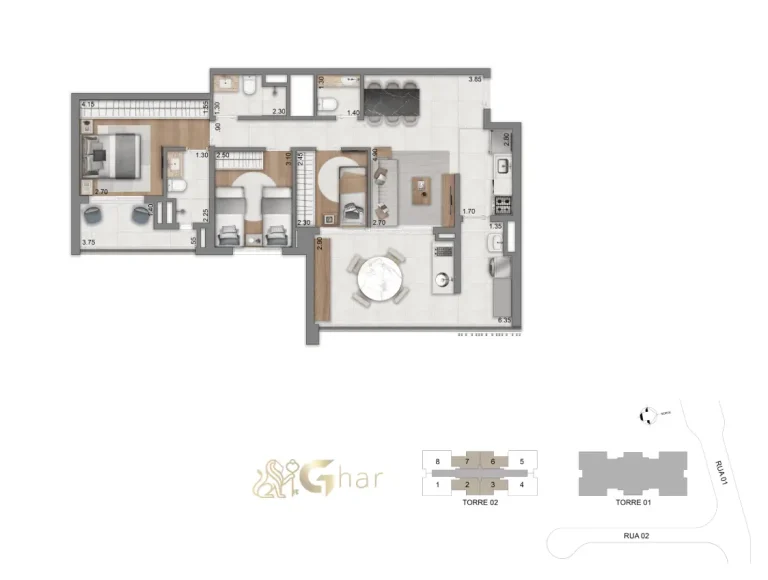 Planta Apartamento 3 Dorms 1 Suíte 94 M² Do Eden Park By Dror Eden West