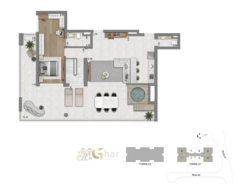 Planta Duplex Superior 3 Suítes 247 M² Do Eden Park By Dror Eden West