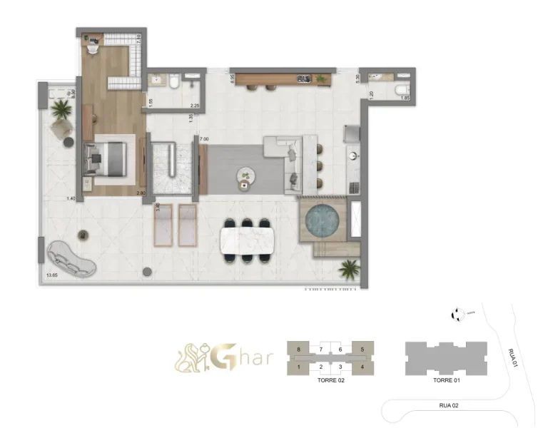 Planta Duplex Superior 3 Suítes 270 M² Do Eden Park By Dror Eden West