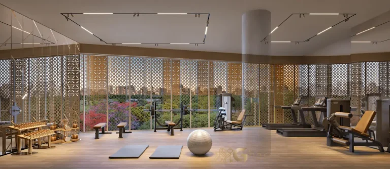 Espaço fitness moderno do condomínio Escape Eden no Brooklin