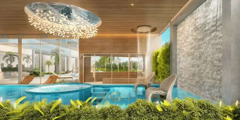 Piscina coberta aquecida do condomínio Escape Eden no Brooklin