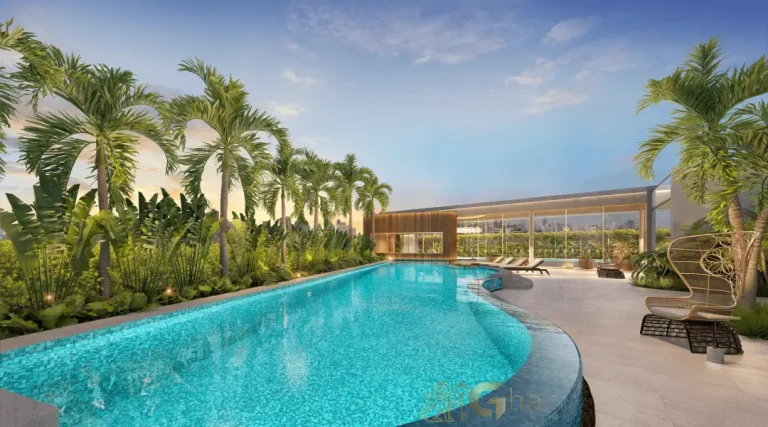 Piscina com raia do condomínio Escape Eden no Brooklin em São Paulo