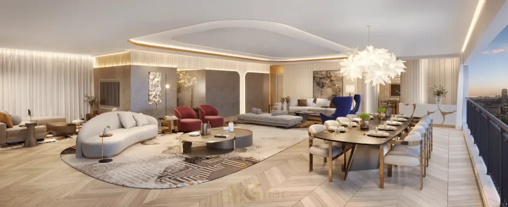 Living decorado do apartamento de 254 m² do LIS Moema Île Saint-Louis