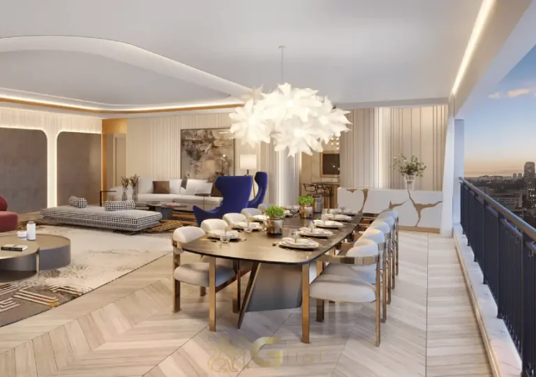 Varanda integrada ao living no decorado 254 m² do LIS Moema Île Saint-Louis