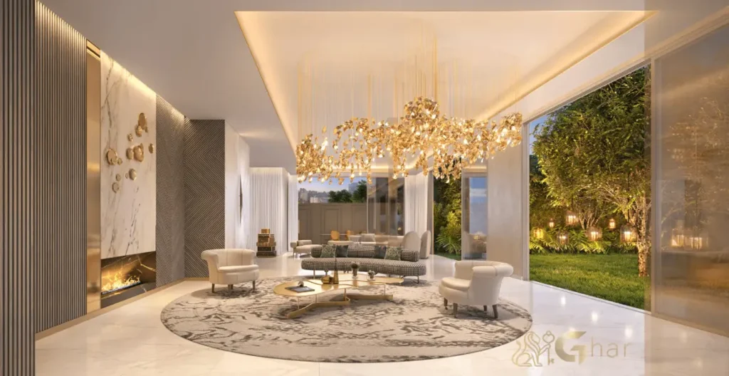 Área do salão de festas do LIS Moema Île Saint-Louis com decoração moderna