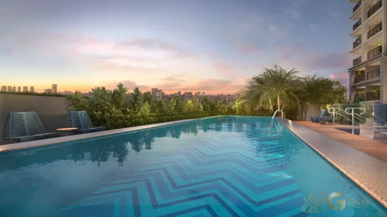 Área da piscina descoberta do LIS Moema Studios