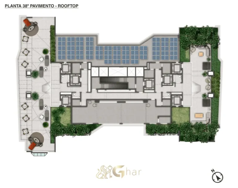 Planta Rooftop 38° Pavimento Mandarim The Legend Cyrela Brooklin