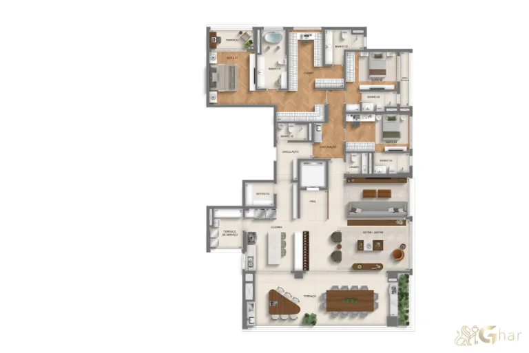 Planta 3 Suítes Sala Ampliada 268 M² Torre 2 Monã Mooca